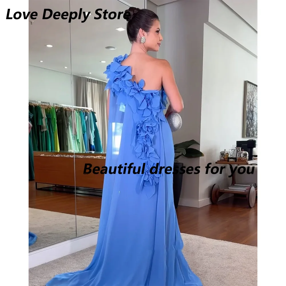 Customized Elegant One Shoudler Evening Dresses Chiffon Pleat A-line Long Prom Dress Classic Exquisite Modern Style
