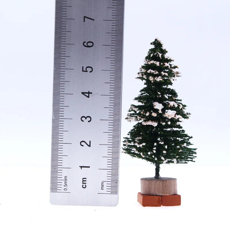 1Pcs "Merry Chrismas" Sisal Simulation Christmas Tree Miniature Scene Snowflakes Little Pine Needle Tree Dollhouse Decor