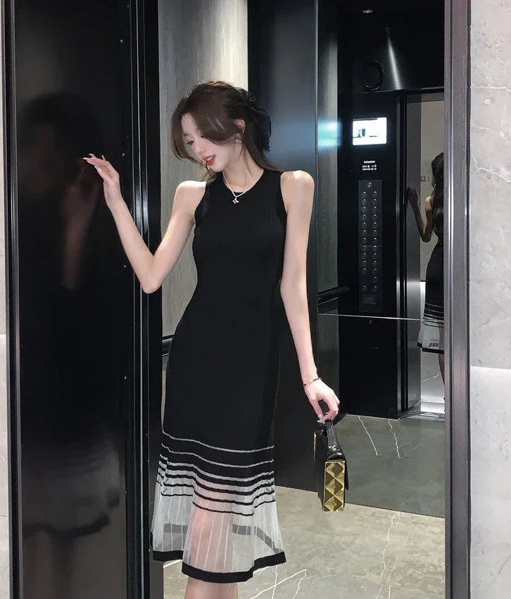 Dresses for Women Black SMidi Woman Dress Party Evening Night Club Prom Casual Youth G Fashion Summer 2024 Retro Sensual Sexy X