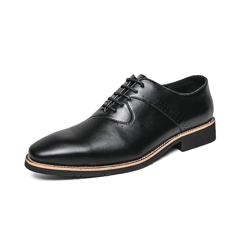 Shoes for men shoes leather shoes business dress shoes all-match casual shock-absorbing wear-resistant footwear black Plus