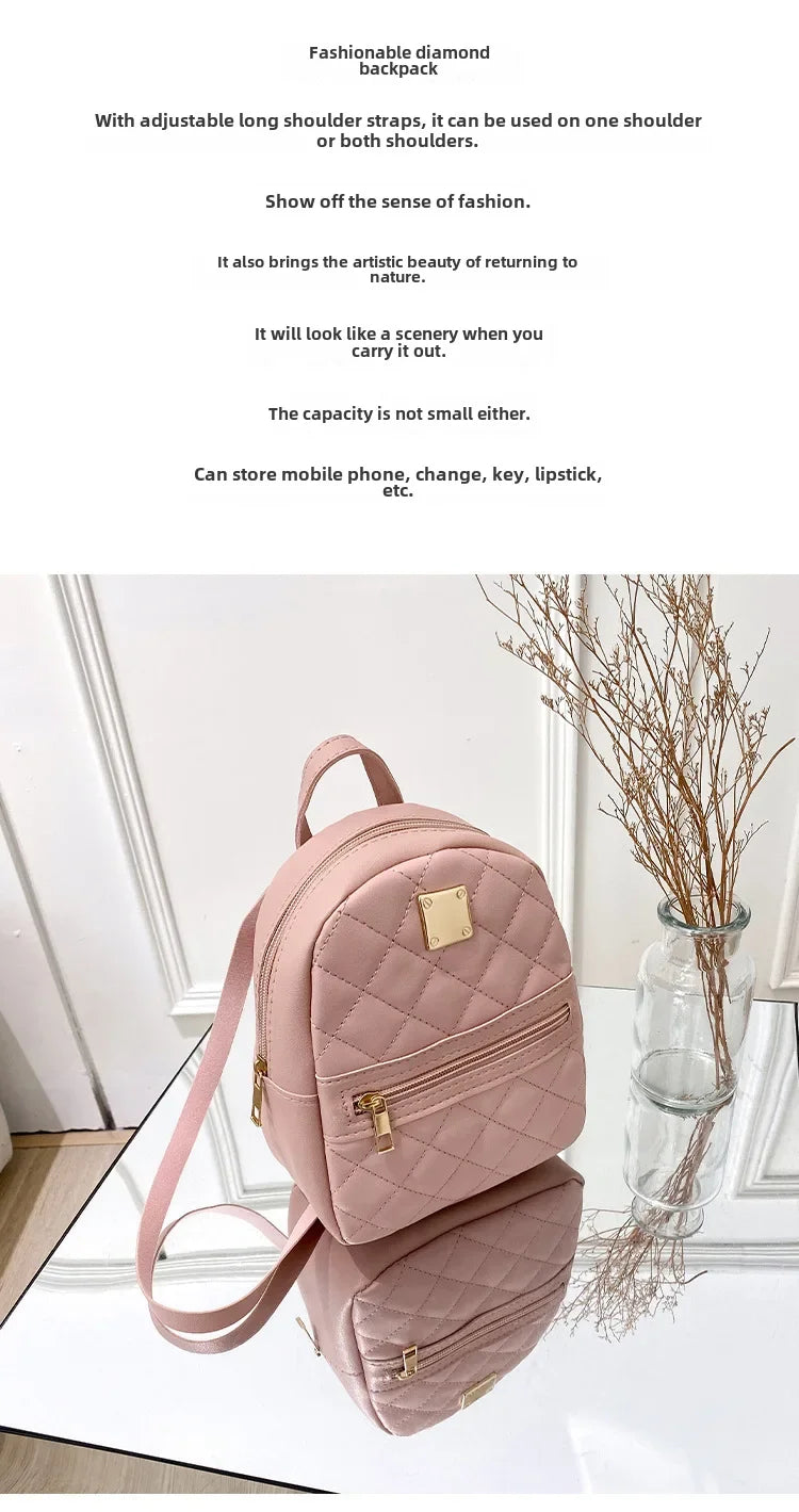 2024 new k-style quilted embroidered small school bag girls small backpack behalf of western style ladies backpack