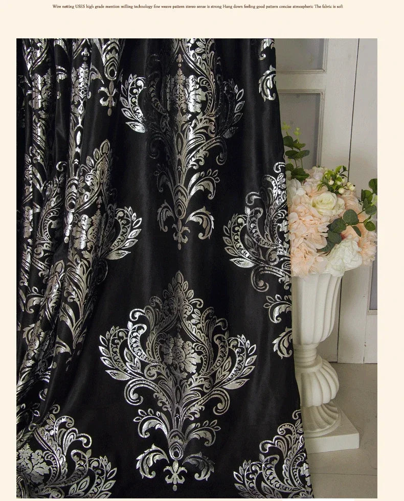 European-style Curtains For Living Dining Room BedroomBronzing Velvet Black Velvet Curtain Silver Light Luxury Customization