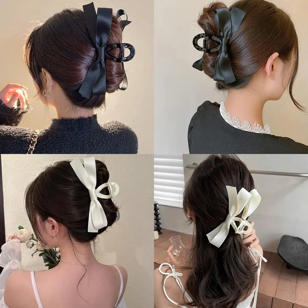 Fashion Bow Hair Claw Clips for Women Elegant Ponytail Braid Hair Clips Sweet Hairpins Shark Clip Girls Hair Accessories