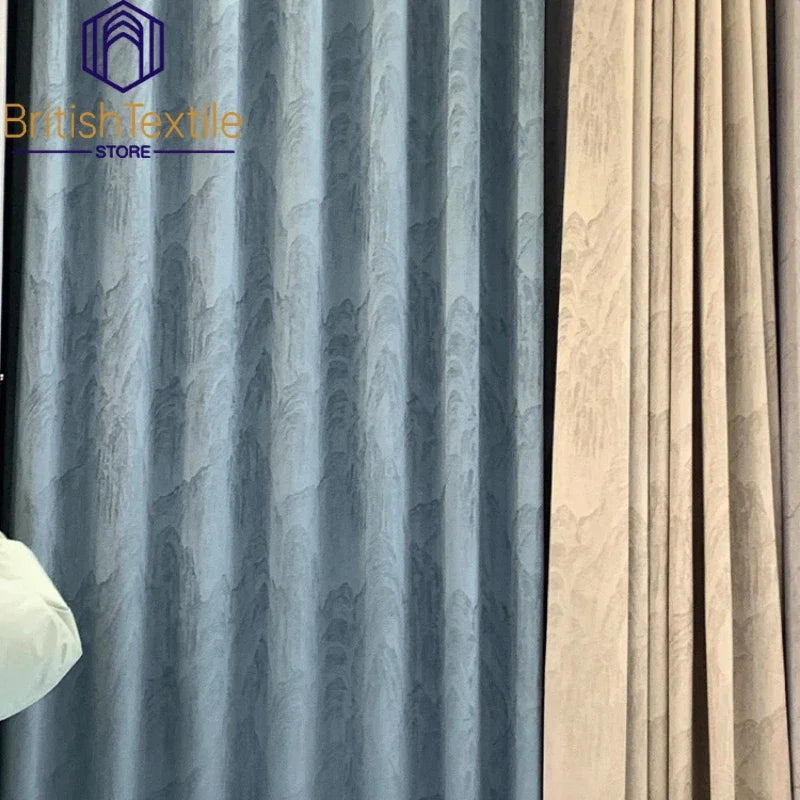 European Curtains Light Luxury Curtains for Living Room  Modern Simple Blackout Bedroom White Tulle Thicken Jacquard Window