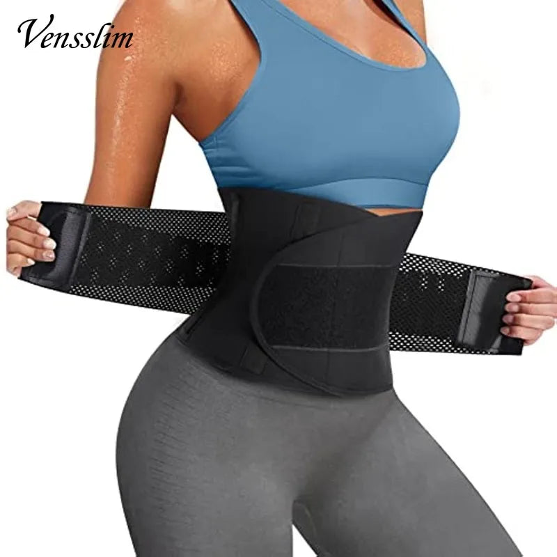 Vensslim Women Sauna Sweat Abdomen Trimmer Belt Waist Trainer Slimming Body Shaper Corset Workout Belly Slim Fat Burner Girdles