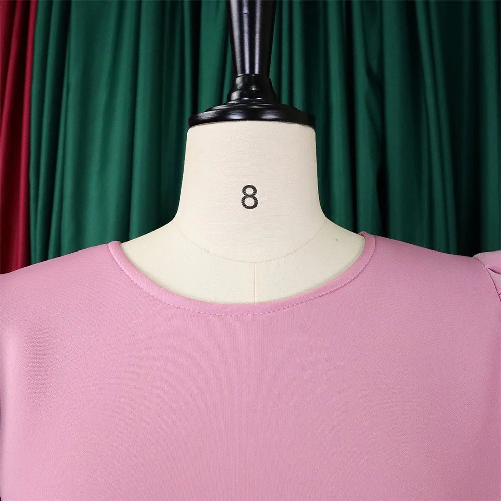 Elegant Party Dresses for Women O Neck Short Sleeve High Waisted Pleated Knee Length Fashion Ladies Birthday Dinner Vestidos Hot