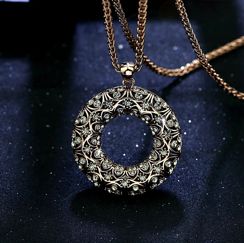 New Arrival Long Necklaces for Women 2024 Fashion Vintage Round Choker Collier Femme Statement Necklaces & Pendants Accessories