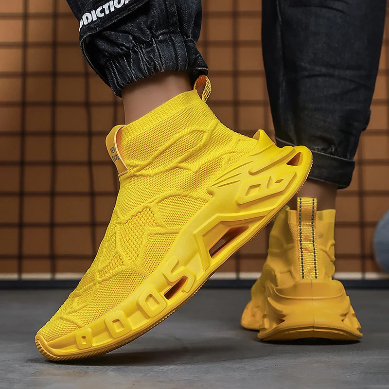 Men's Outdoor Sports Shoes - High-Top Sports Shoes Are Novel and Fashionable, Non-Slip and Durable, Suitable for All Seasons, Versatile Sports Shoes