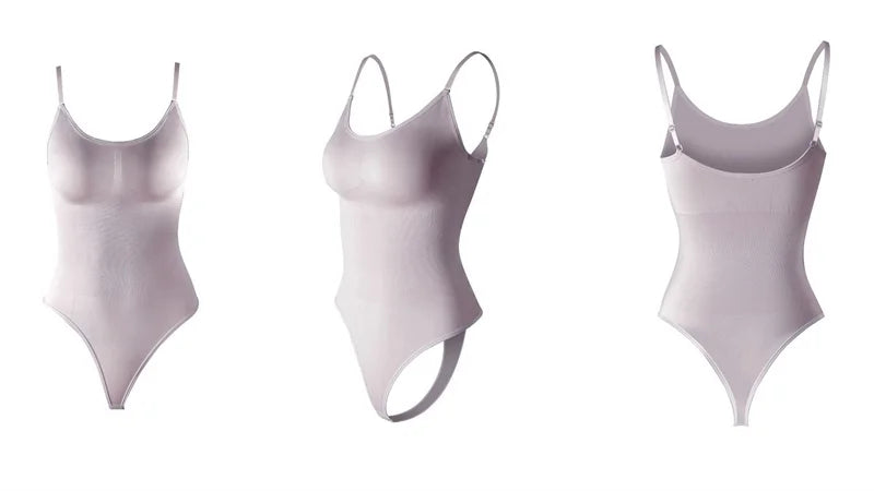 GUUDIA Spandex Bodysuit Thong String Shapewear Compression Body Shapers Cupless Wirefre Open Crotch Tummy Control Jumpsuit