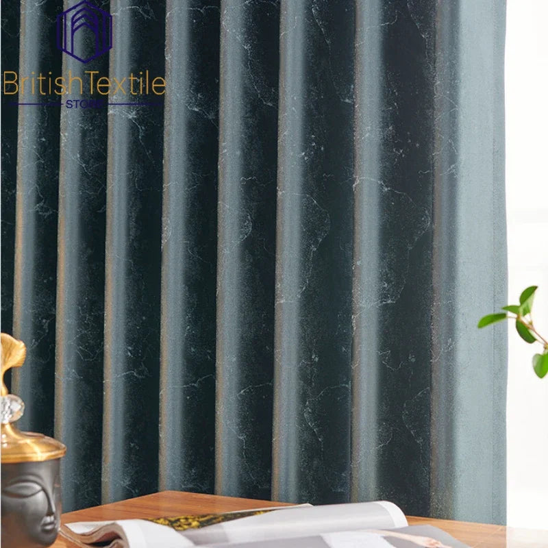 European Curtains Light Luxury Curtains for Living Room  Modern Simple Blackout Bedroom White Tulle Thicken Jacquard Window