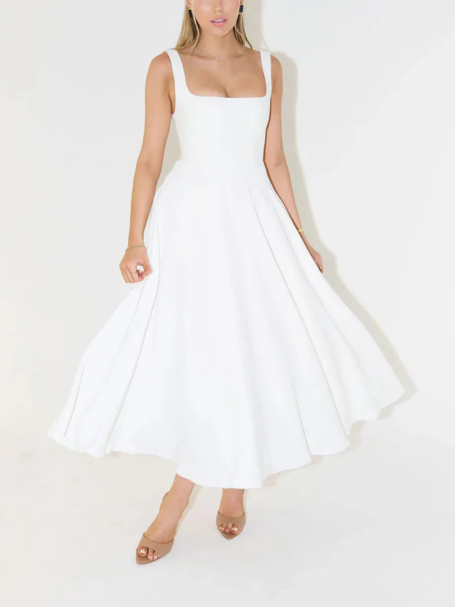 Women's Dresses New Simple Sexy Solid Color Straps Dress Ladies Temperament Multicolor Slim Midi Dresses Party Gowns 2025