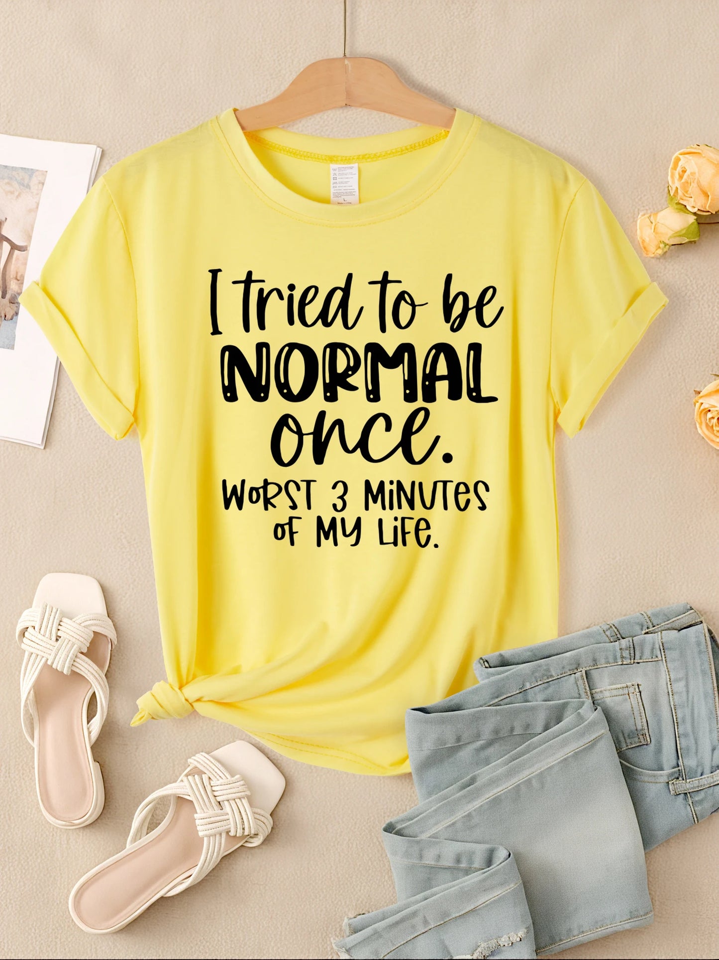 I Tried To Be Normal Once Print Women T-Shirts Multicolor Modal Short Sleeve Trendy Sports Clothes Casual Hip Hop Clothing