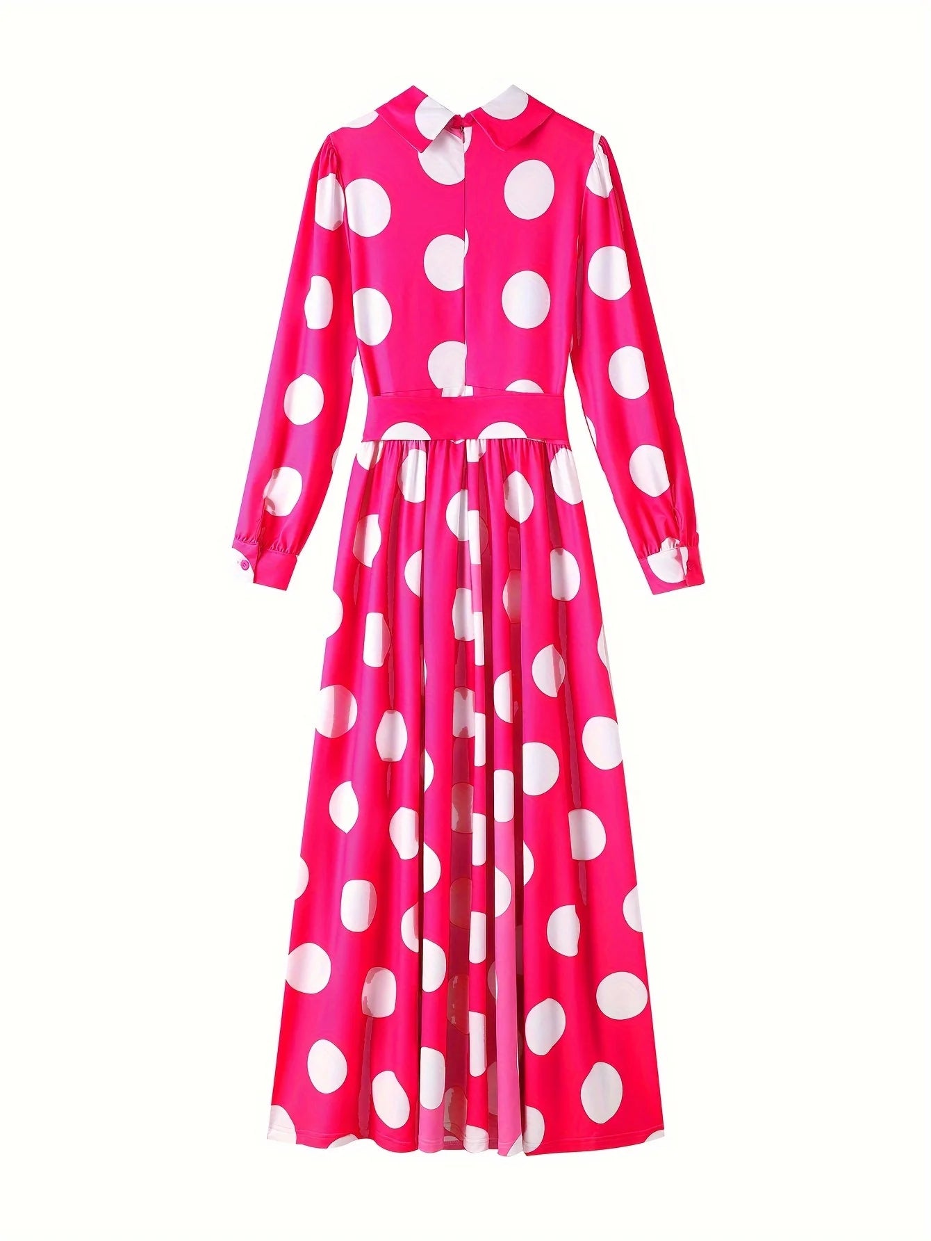 Casual Dresses Elegant Women Long Dress Sleeve Female Robe Bow Knot Polka Dots Girl's Vestidos Lady's Maxi Dresses