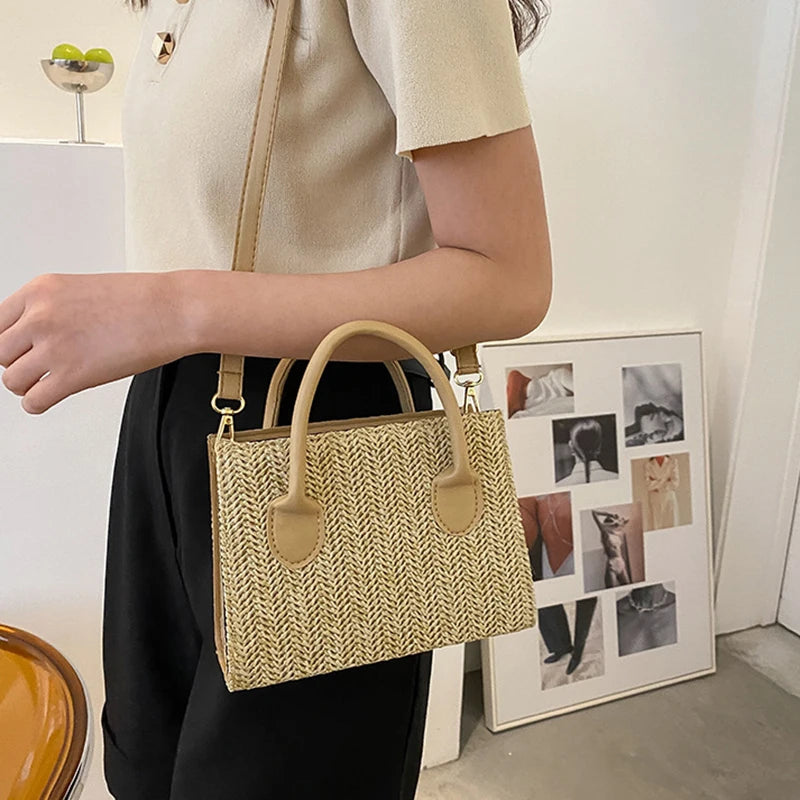 Summer Net Red Grass Woven Bag Crossbody Bag New Fashion Japanese Small Fresh Flower Woven Handbag Shoulder Bag