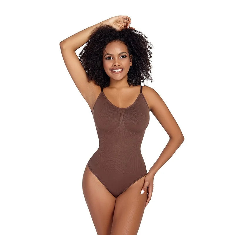 GUUDIA Spandex Bodysuit Thong String Shapewear Compression Body Shapers Cupless Wirefre Open Crotch Tummy Control Jumpsuit