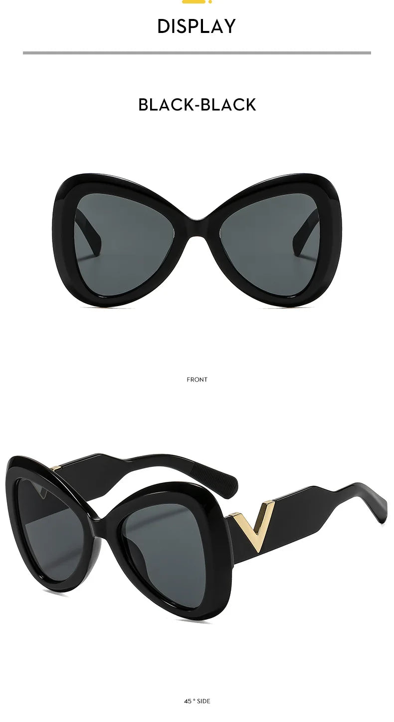 2025 New Fashion Big Frame Cat's Eye Butterfly Women Sunglasses Luxury Designer Men Sunglass Outdoor Travel Eyewear Female UV400