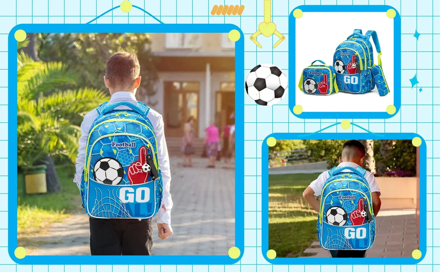 Children's School Bag for Boys Waterproof Backpack Set with Thermal Bag School Boy Backpack Elementary Student Shoulder Bag