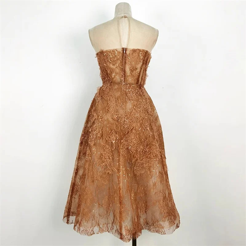 Womens dresses New lace flower sleeveless long dresses for summer 2025 Sexy backless  party dresses transparent Evening dresses