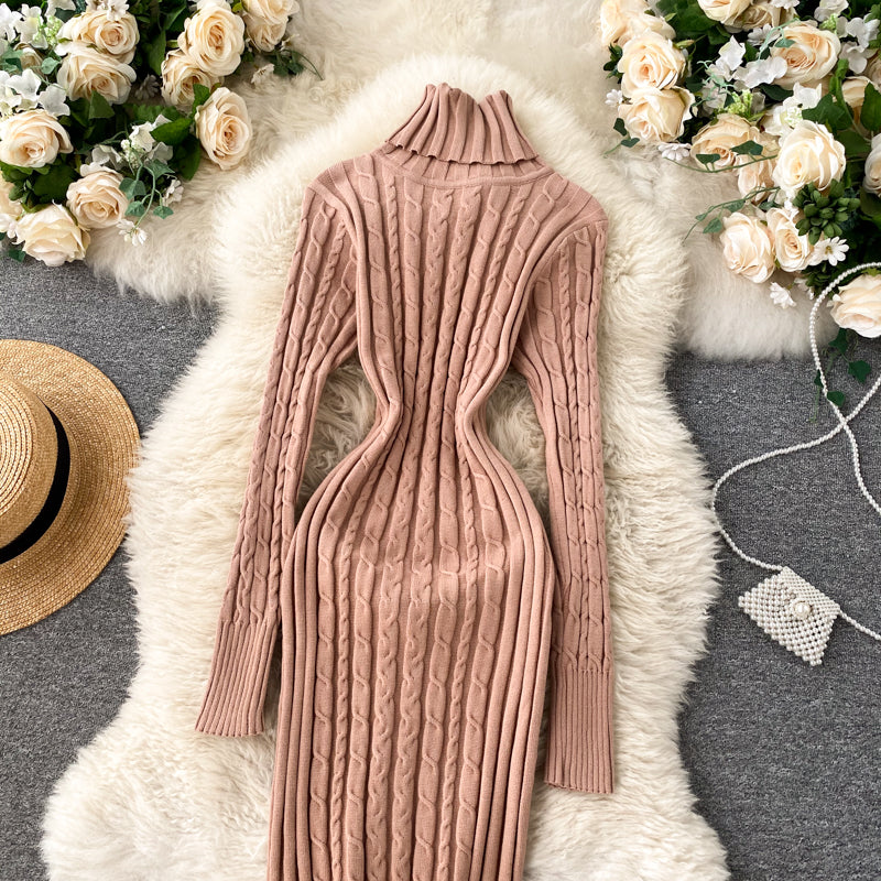 Seoulish Autumn Winter Twist Women's Wrap Knitted Dresses Long Sleeve Sheath Knitwear Office Bodycon Dress Female 2025 New