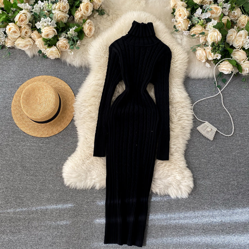 Seoulish Autumn Winter Twist Women's Wrap Knitted Dresses Long Sleeve Sheath Knitwear Office Bodycon Dress Female 2025 New