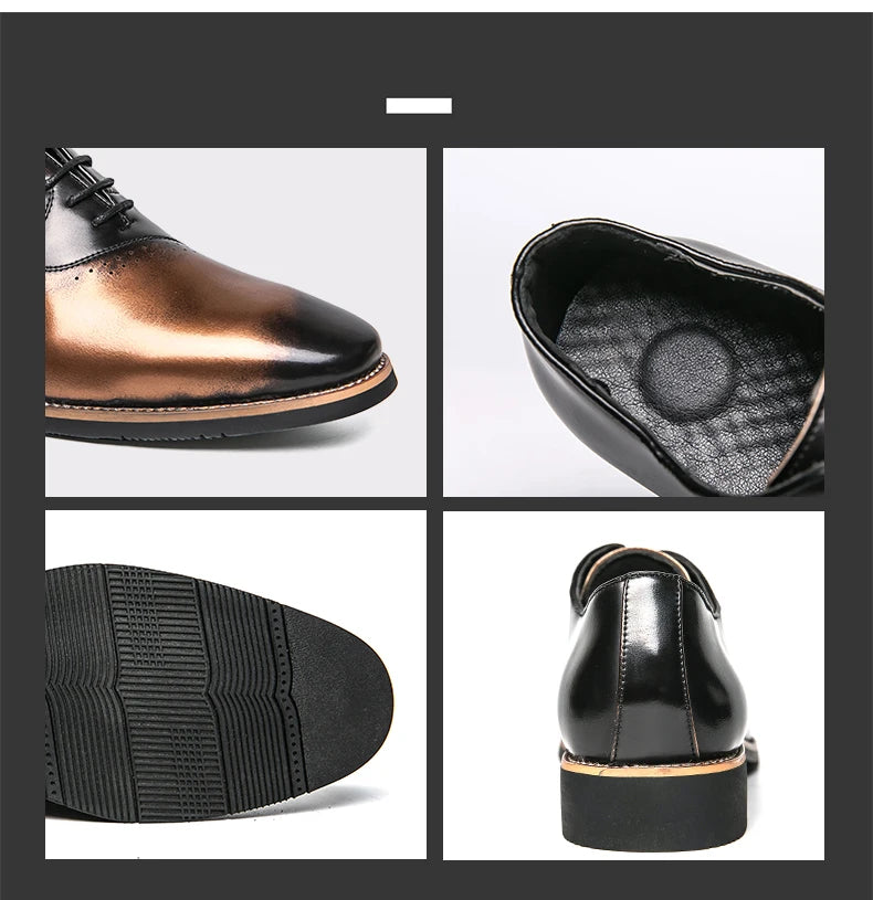 Shoes for men shoes leather shoes business dress shoes all-match casual shock-absorbing wear-resistant footwear black Plus