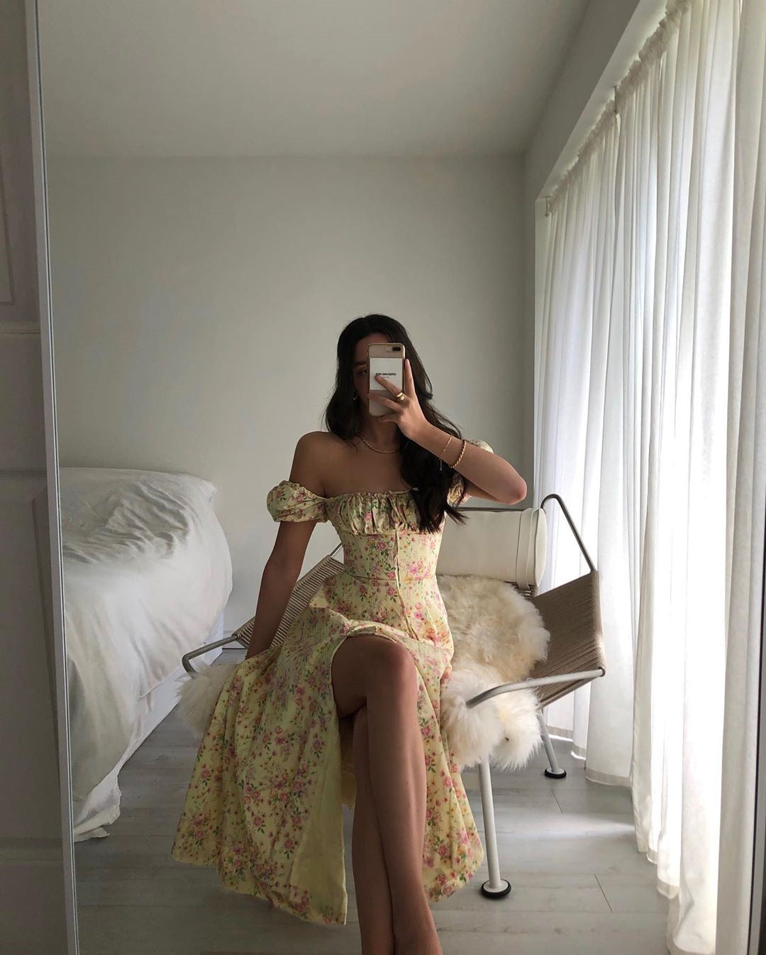 Puff Sleeve Floral Long Dress Women Summer Short Sleeve Square Neck Lace-up Split Dress Casual Sexy Vintage Dresses Female 2024