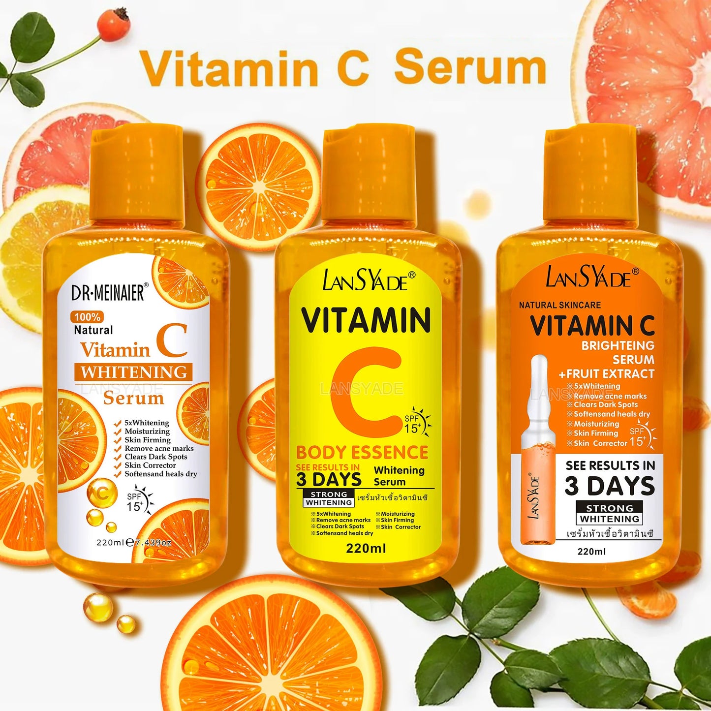 Vitamin C AHA Essence Original liquid Face Serum Brightning Moisturizing Turmeric Repairing Anti Aging Lifting Skin Care 220ml