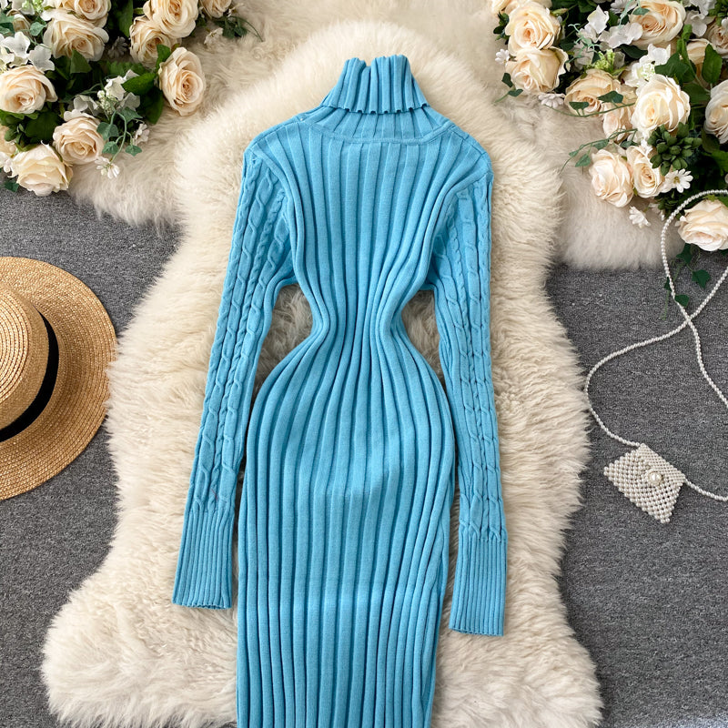 Seoulish Autumn Winter Twist Women's Wrap Knitted Dresses Long Sleeve Sheath Knitwear Office Bodycon Dress Female 2025 New