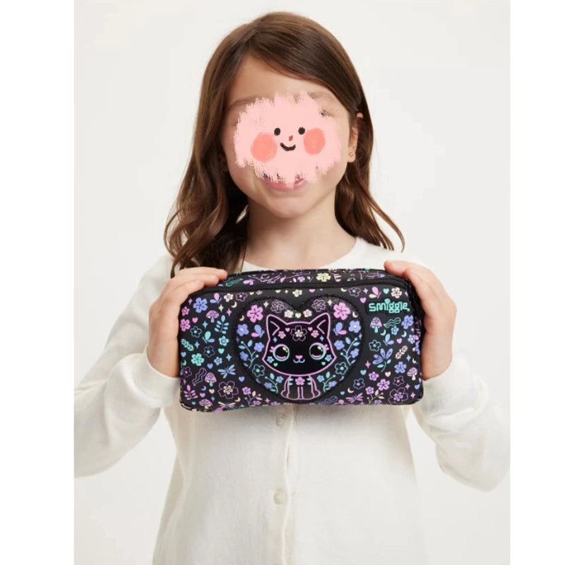 New Children'S Hot-Selling Schoolbag Female Cute High-Quality Black Cat Flower Pencil Case Lunch Bag Trolley Bag Back To School