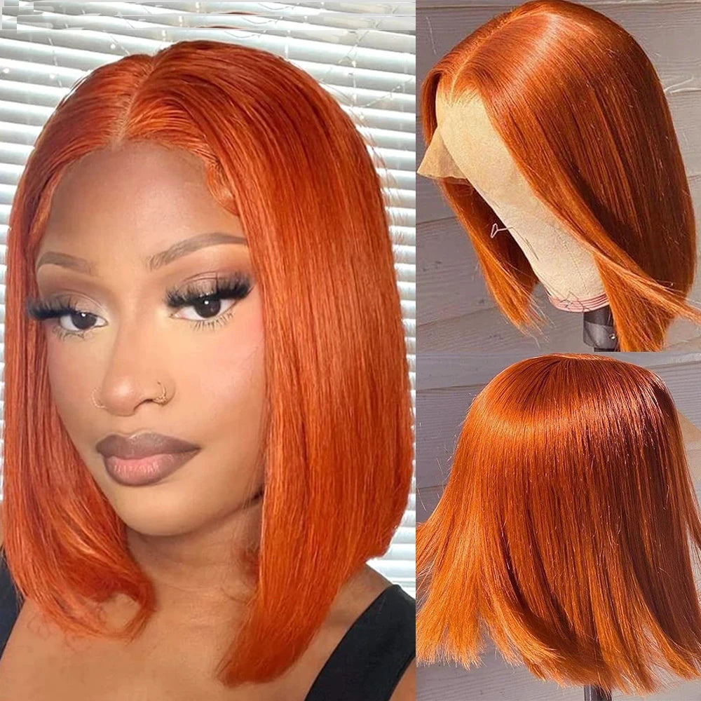 Colored Ombre Pink Bob T Part Lace Wigs Straight Human Hair Lace Front Wigs Pre Plucked Blonde Straight Lace Front Wigs