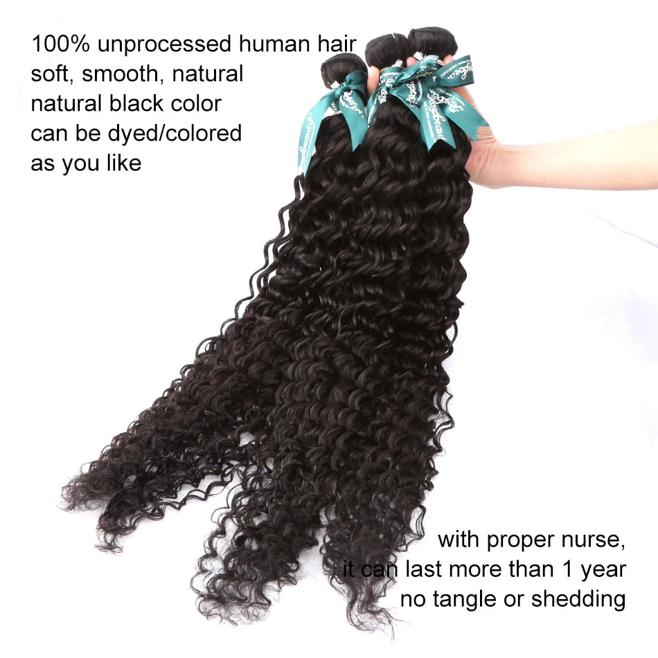 30 40 Inch Deep Wave 16A Curly 100% Human Hair Bundles Brazilian 3 4 Bundles Hair Wig Weave Hair Extensions Virgin Hair Raw Wigs