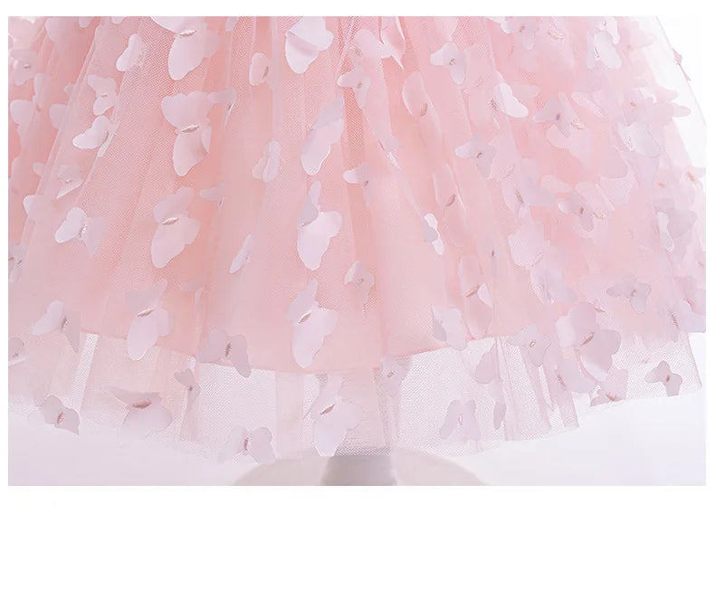 Baby Dresses Elegant Party Dresses For Girls Fashion Lace Sleeve Flower Girl Dress Embroidery Butterfly Children's Summer Dress