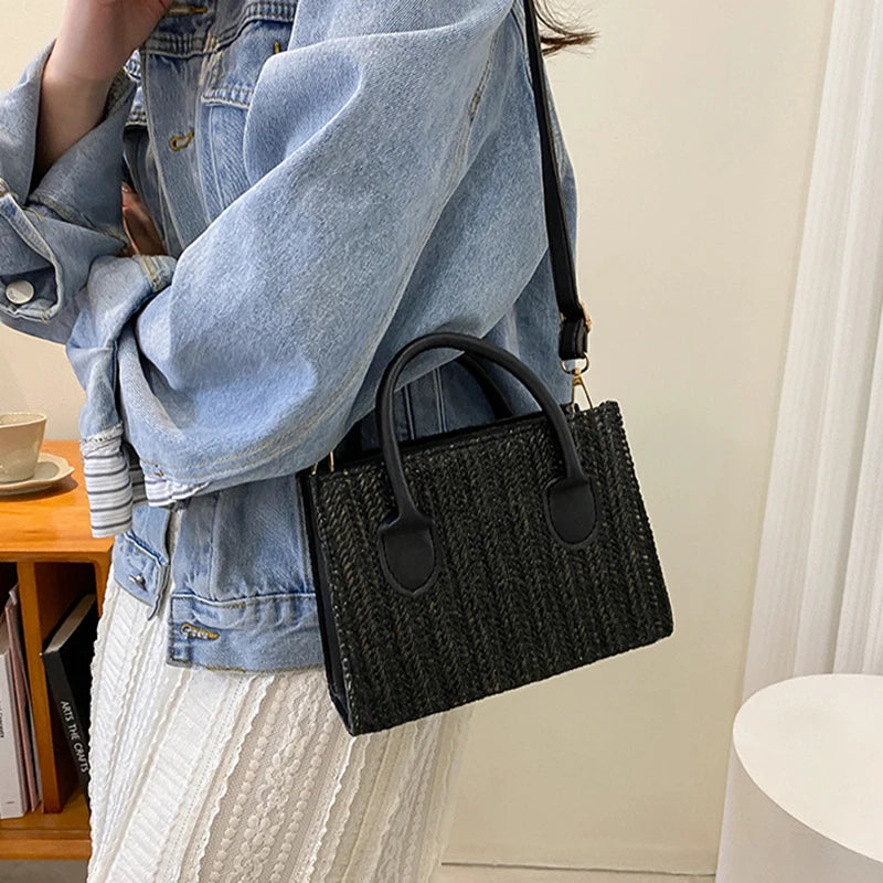 Summer Net Red Grass Woven Bag Crossbody Bag New Fashion Japanese Small Fresh Flower Woven Handbag Shoulder Bag