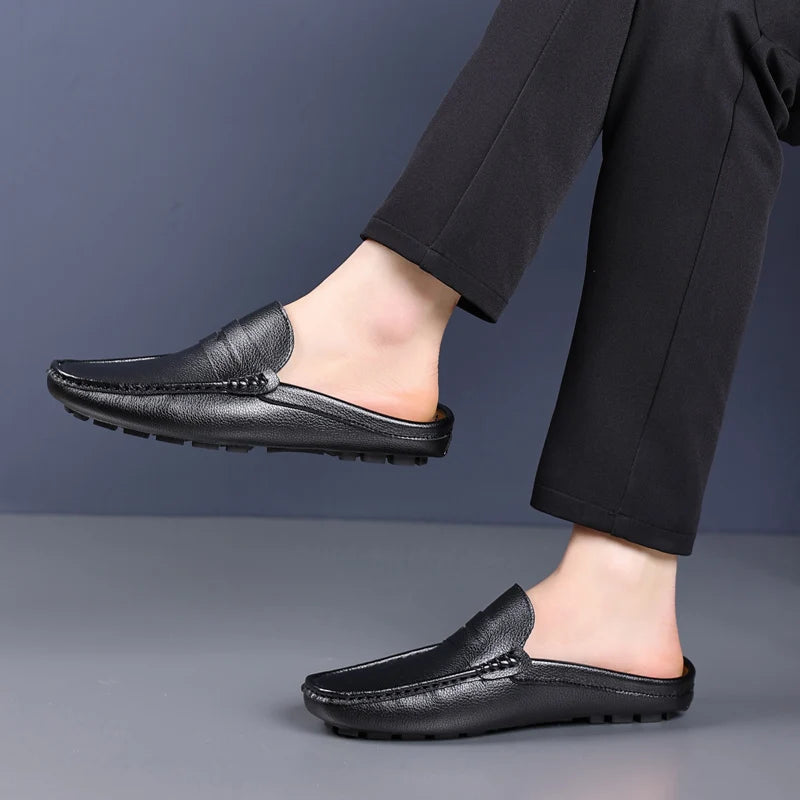 Shoes Men's Slippers Half Shoes for Men Comfortable Male Shoe High Quality Slip-On Solid Color Casual Soft Sandals Flats Slipper