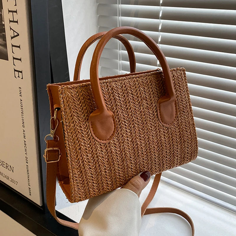 Summer Net Red Grass Woven Bag Crossbody Bag New Fashion Japanese Small Fresh Flower Woven Handbag Shoulder Bag