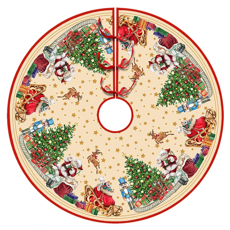 90/120cm Christmas Tree Skirt Mat Christmas Tree Foot Cover Santa Claus Snowflake Christmas Tree Carpet Base Mat Decorations