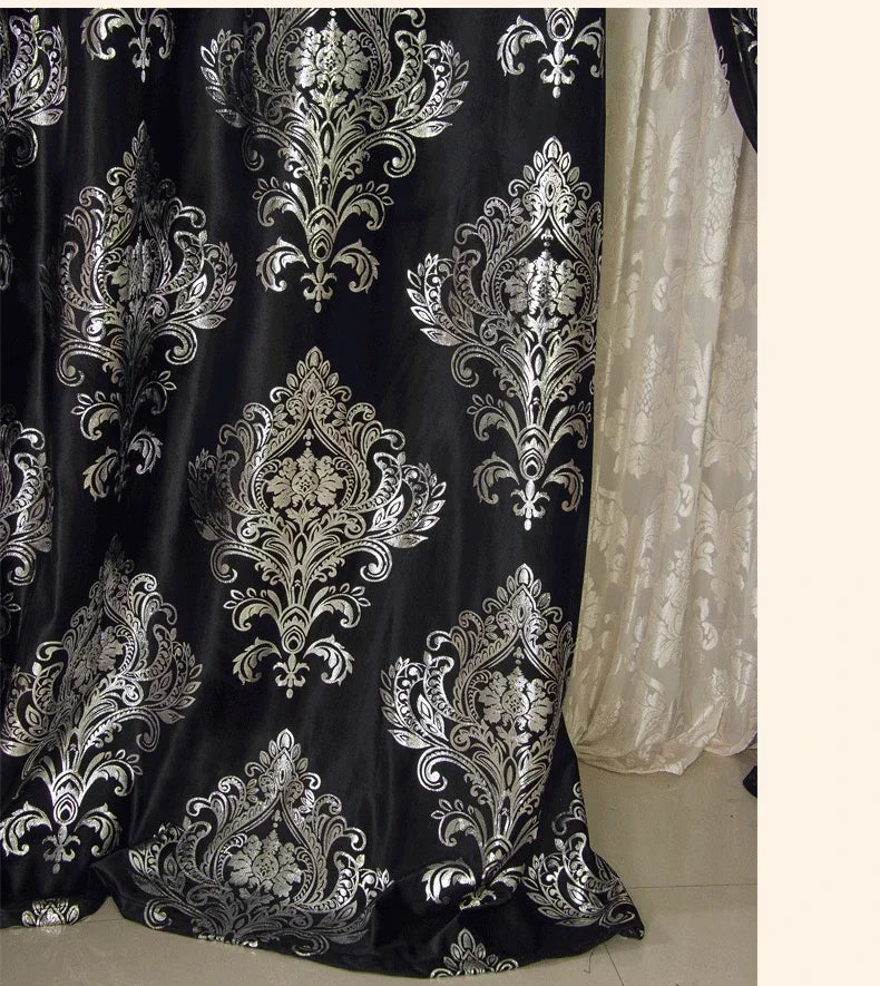 European-style Curtains For Living Dining Room BedroomBronzing Velvet Black Velvet Curtain Silver Light Luxury Customization