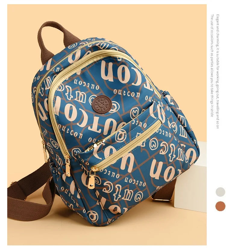 School Bag Women's Oxford Cloth Printed Casual Backpack Fashionable Large Capacity Lightweight Travel Versatile Backpack Backpac