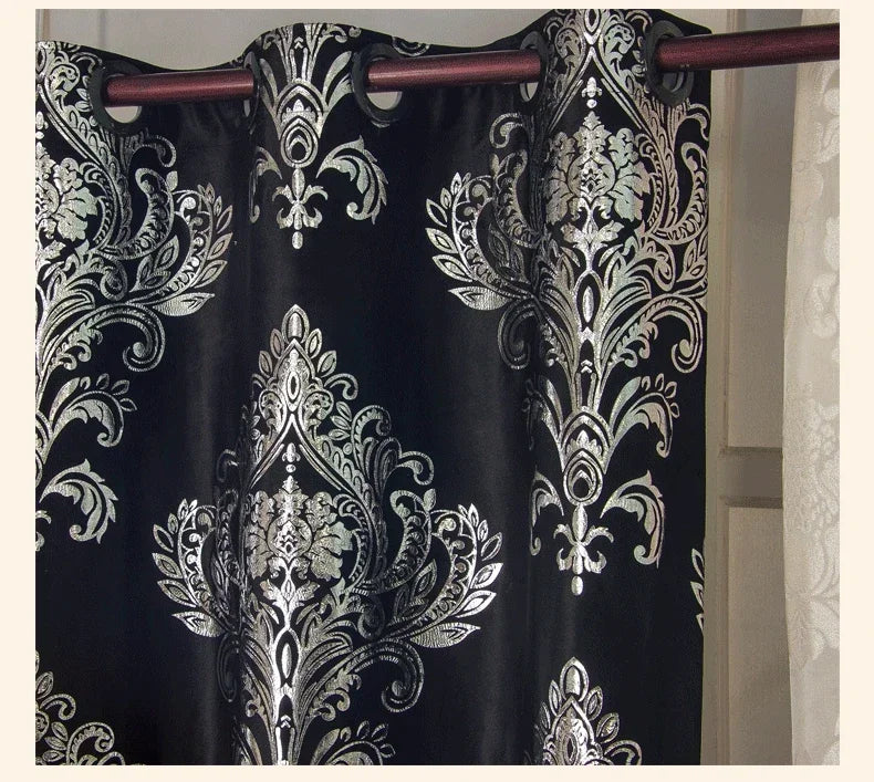 European-style Curtains For Living Dining Room BedroomBronzing Velvet Black Velvet Curtain Silver Light Luxury Customization