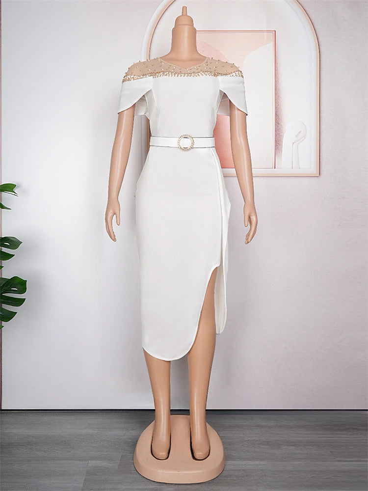 Elegant Party Dresses For Women 2025 Spring Summer Short Sleeve Bodycon Robe African Wedding Prom Evening Dress Ladies Clothing