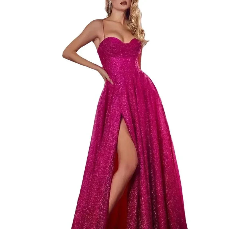 Women's Dresses Sleeveless Slash Neck Pullover Party Dress High Waist Sexy Wrapped Hip Dress Club Prom Sequins Maxi Floor Gowns