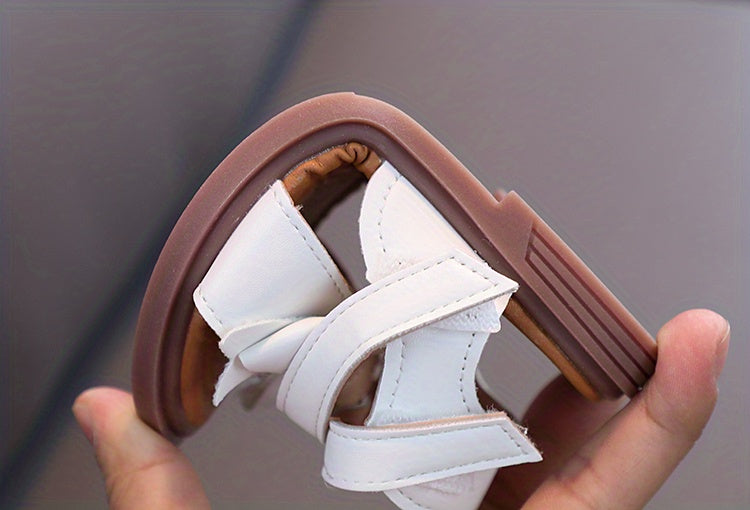 Adorable Bow-Adorned Casual Sandals For Baby Girls, Soft Sole Sandals Perfect For Walking