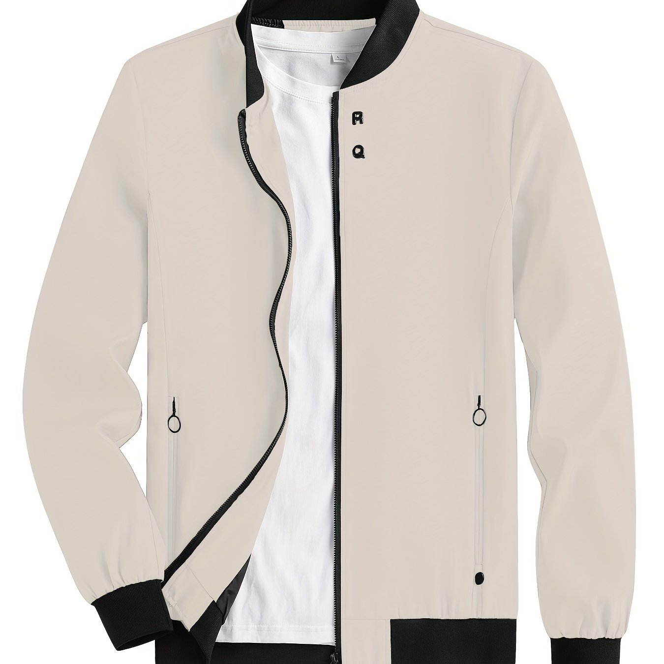 Windproof Slim Fit Long-sleeved Jacket - Casual Stand Collar Zippered Top - Suitable For Spring And Autumn