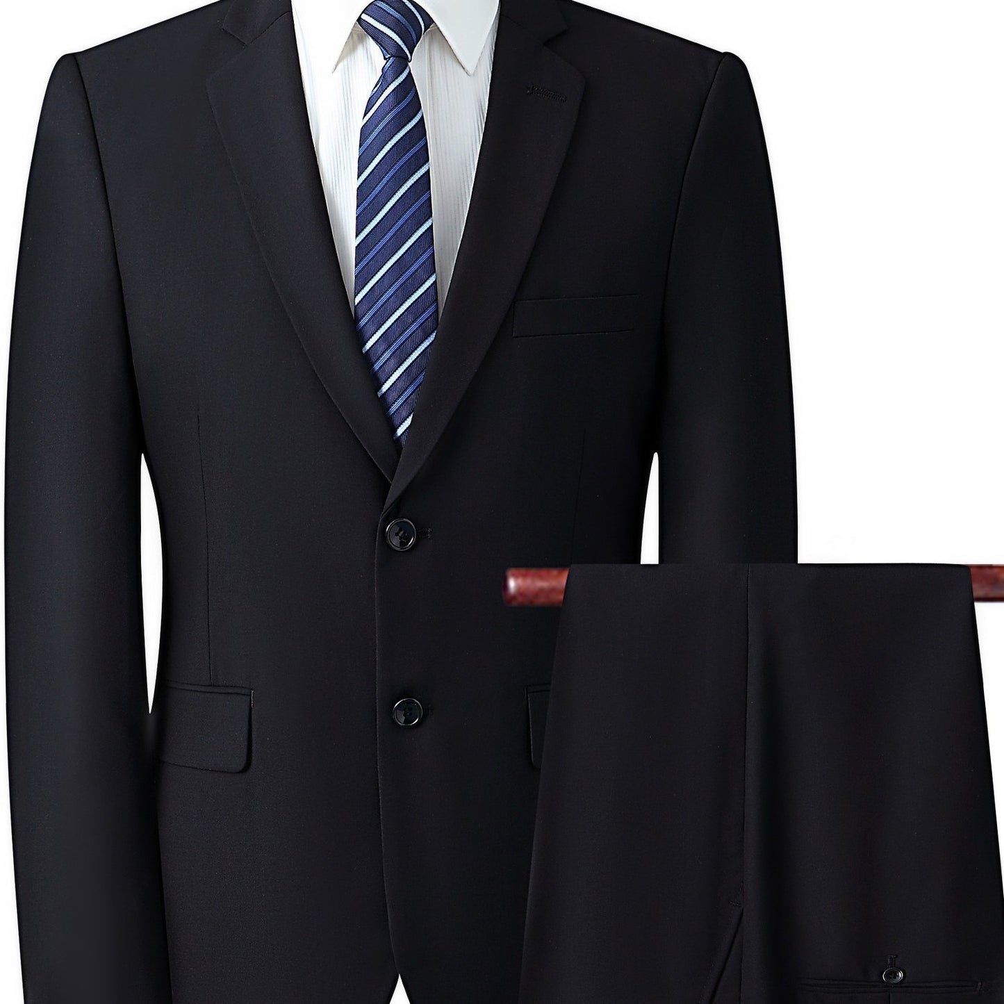 2-Piece Formal Suit Set - Classic Two-Button Jacket & Matching Dress Pants for Business, Wedding, Party - High-Quality Fabric, Adjustable Waist, Comfortable Fit, Versatile Style