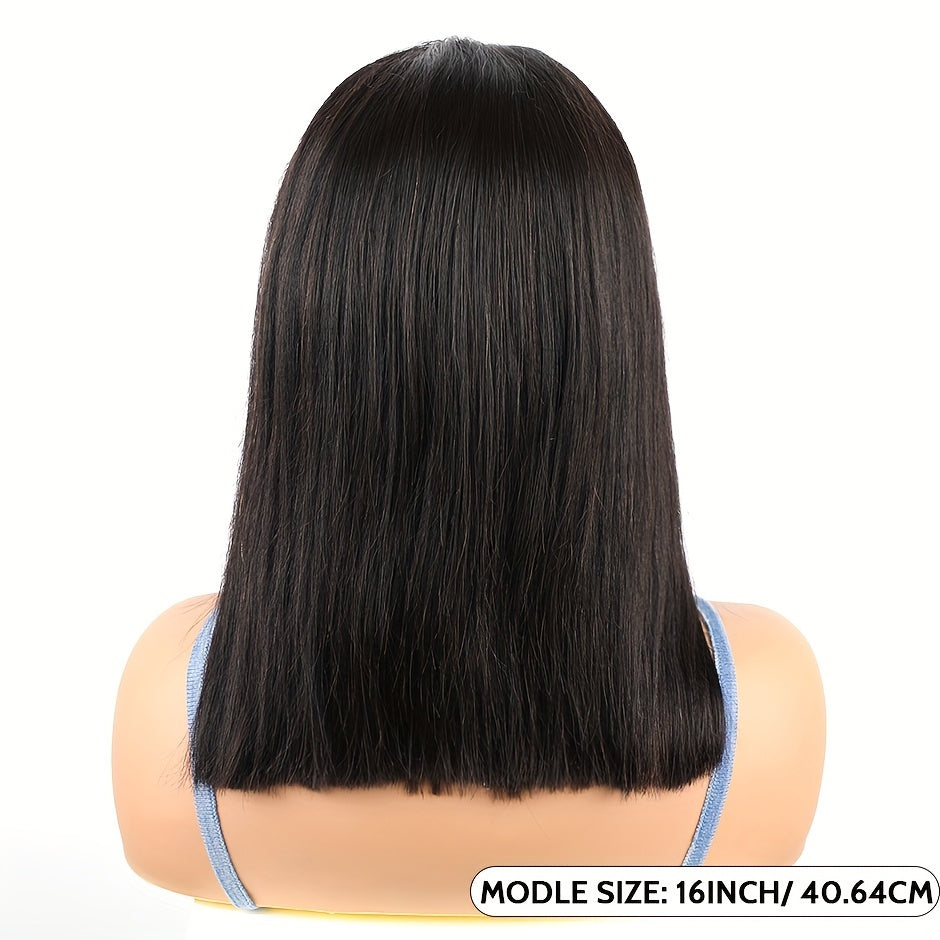 Wear and Go Glueless Bob Wig Human Hair Straight 4x4 Pre-Cut HD Lace Glueless Wigs Pre-Plucked Transparent Lace Front Closure Wigs for Women 200% Density