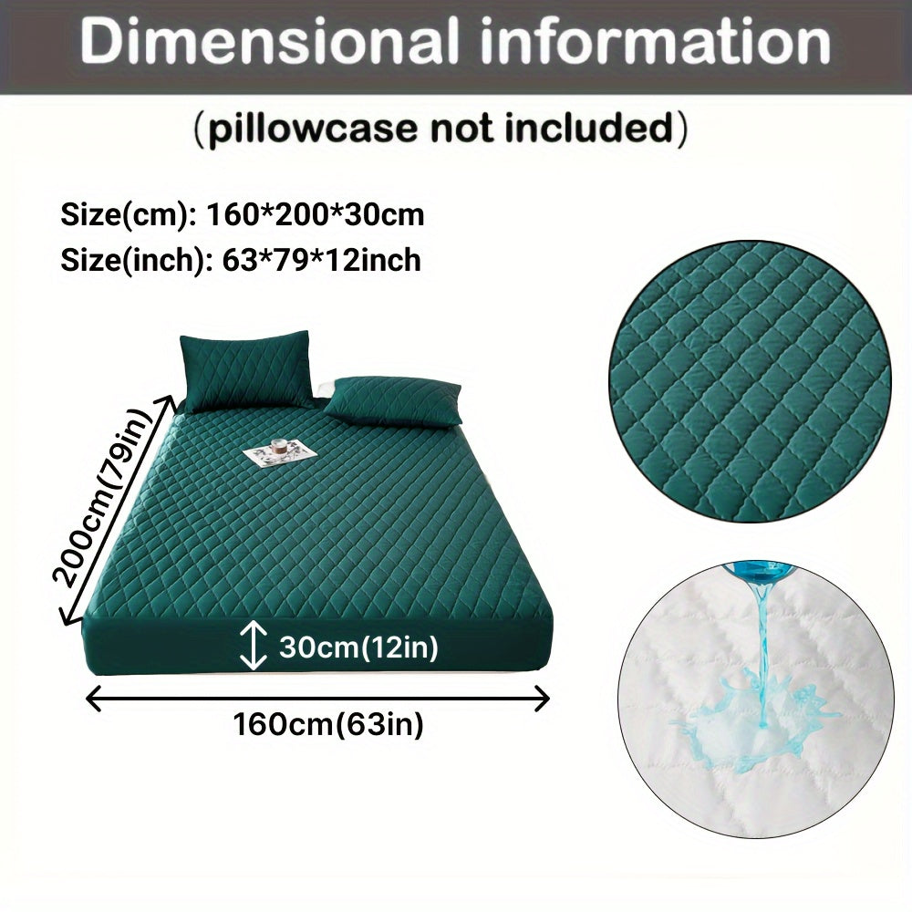 1pc Waterproof Mattress Cover, Soft and Comfortable Thick Bed Sheet, Breathable Dust-proof Urine-proof Quilted Mattress Protector, Suitable for Bedroom, Guest Room, White/Dark Blue/Dark Green/Gray
