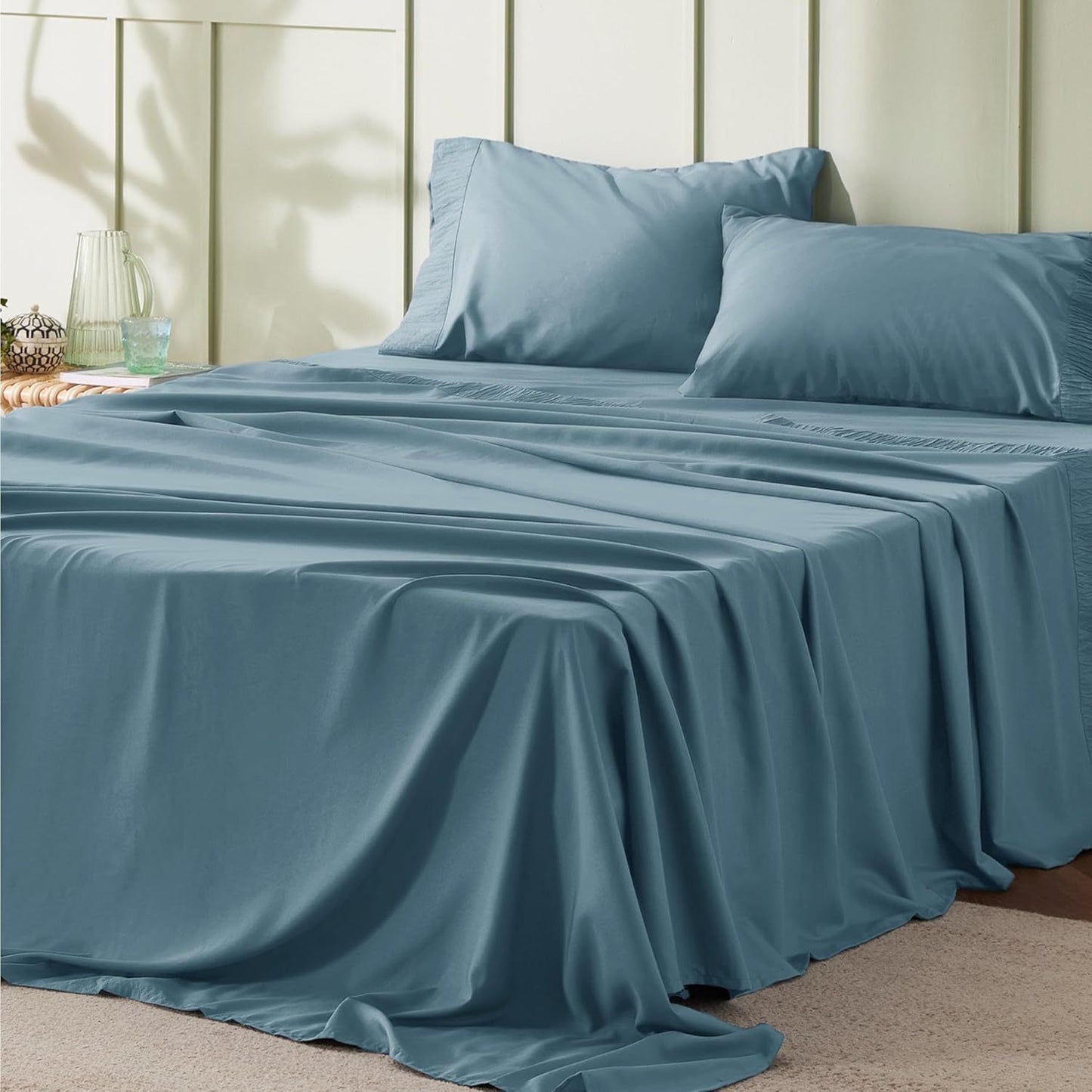 Bedsure California King Sheet Sets - Soft Sheets for California King Size Bed, 3pcs/ 4pcs/ 5pcs Hotel Luxury Sheets Cal King, Easy Care Polyester Microfiber Cooling Bed Sheet Set For women