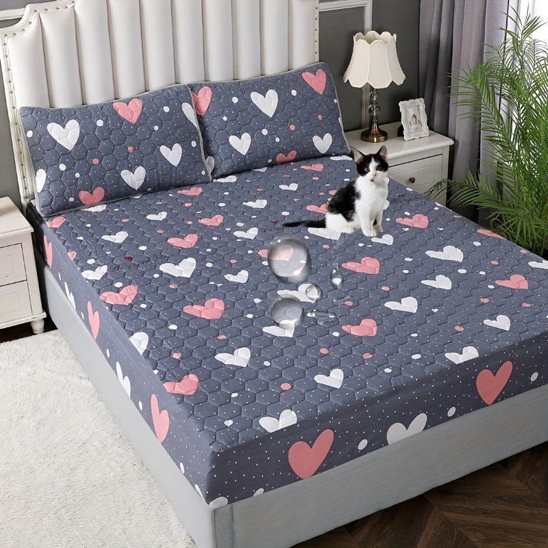 1pc Deluxe Waterproof Three-Layer Thickened Fitted Bed Sheet - Breathable, Non-Slip, Reversible, Machine Washable, All-Season Mattress Protector - Perfect for Hotel Guest Room, Dorm, Deep Pocket Mattress, Eid al-Adha Gift Ide