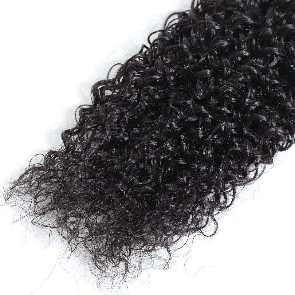 Kinky Curly Human Hair Bundles - Thick Curly Weaves, Virgin Hair Bundles for Full Head Coverage in Natural Black Color (Can be Dyeable), 3 Bundles Totaling 300g±10g