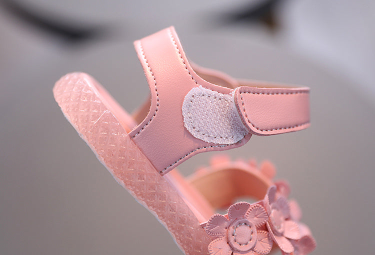 Adorable Girls Flower Sandals - Cute & Comfortable with Non-slip Soft Sole - Secure Slip-on Hook & Loop Fastener - Perfect for Playful Summer Days